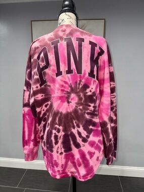 PINK Victoria's Secret Pink & Gray Tie-Dye Pullover